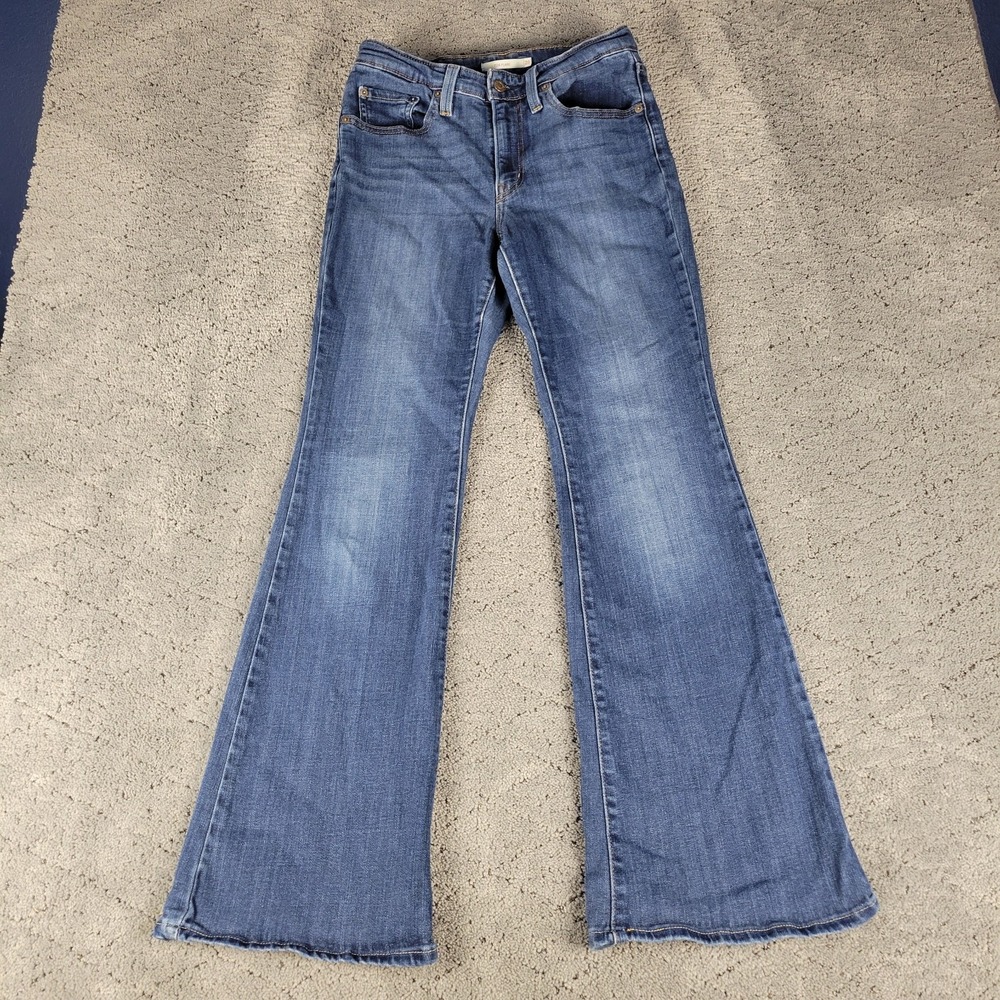 Levis Jeans Womens 28 Blue 726 Flare Mid Rise Medium Wash Hippie Boho Festival